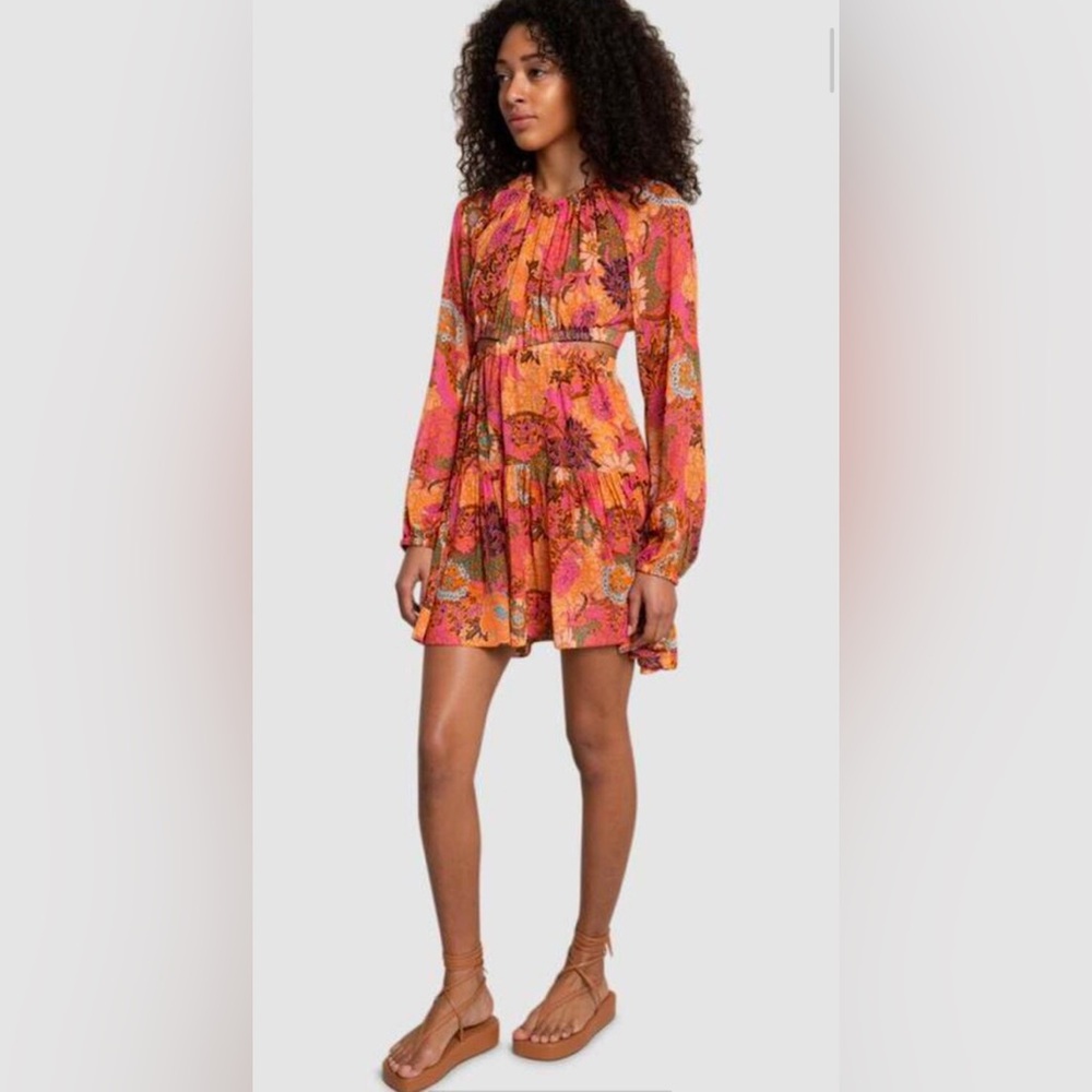 A.L.C. Silk floral print dress with long sleeves 
cut out fit and flair. Size 4